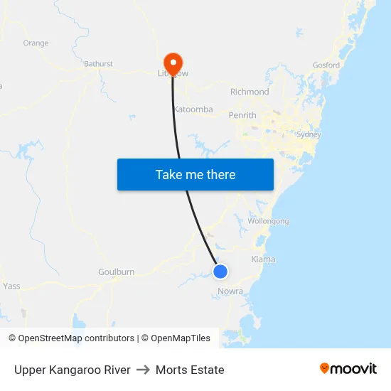 Upper Kangaroo River to Morts Estate map
