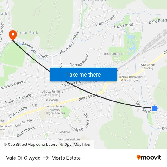 Vale Of Clwydd to Morts Estate map