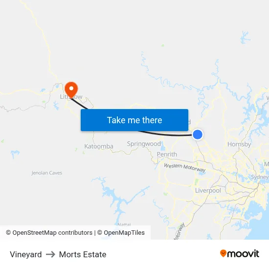 Vineyard to Morts Estate map