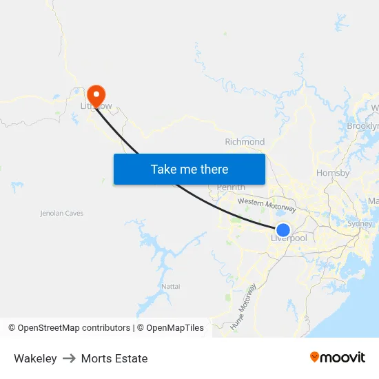 Wakeley to Morts Estate map