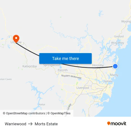 Warriewood to Morts Estate map