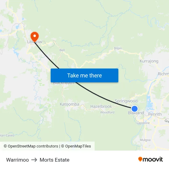 Warrimoo to Morts Estate map