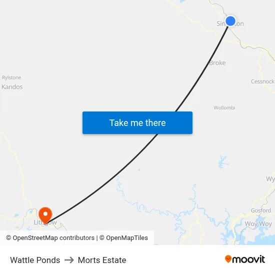 Wattle Ponds to Morts Estate map