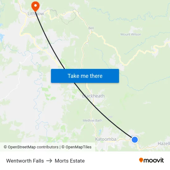 Wentworth Falls to Morts Estate map