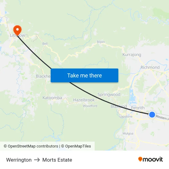 Werrington to Morts Estate map