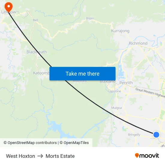 West Hoxton to Morts Estate map