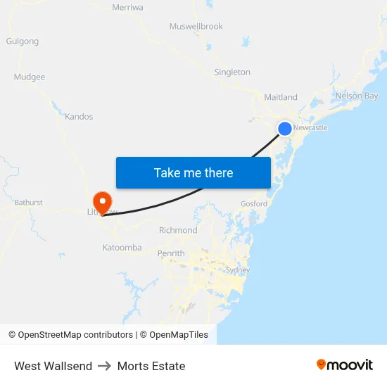 West Wallsend to Morts Estate map