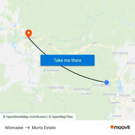 Winmalee to Morts Estate map