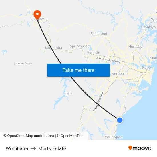 Wombarra to Morts Estate map