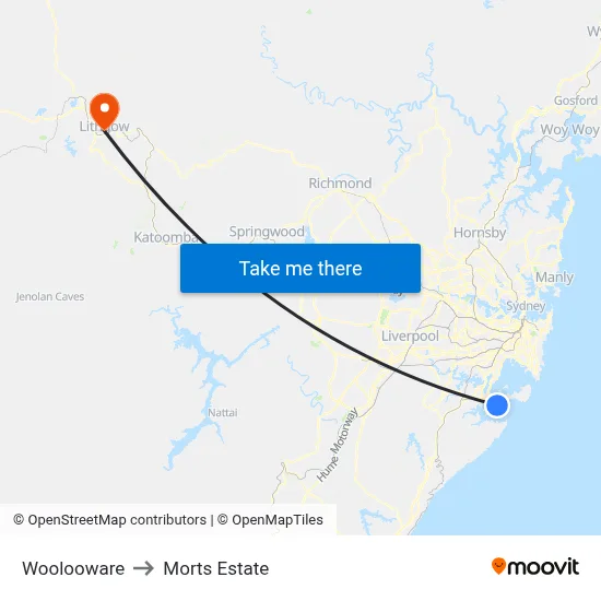 Woolooware to Morts Estate map