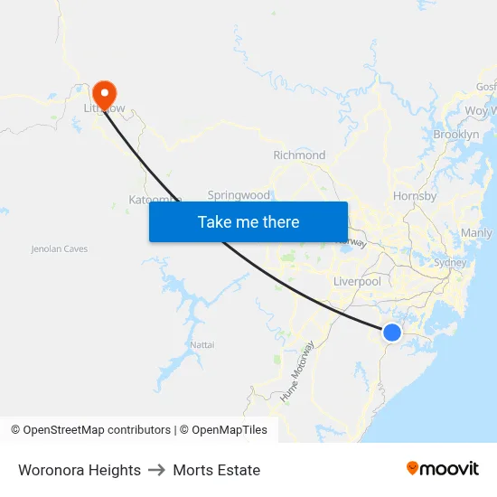 Woronora Heights to Morts Estate map