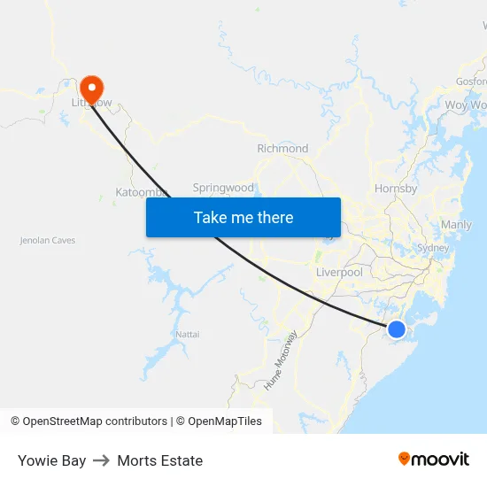 Yowie Bay to Morts Estate map