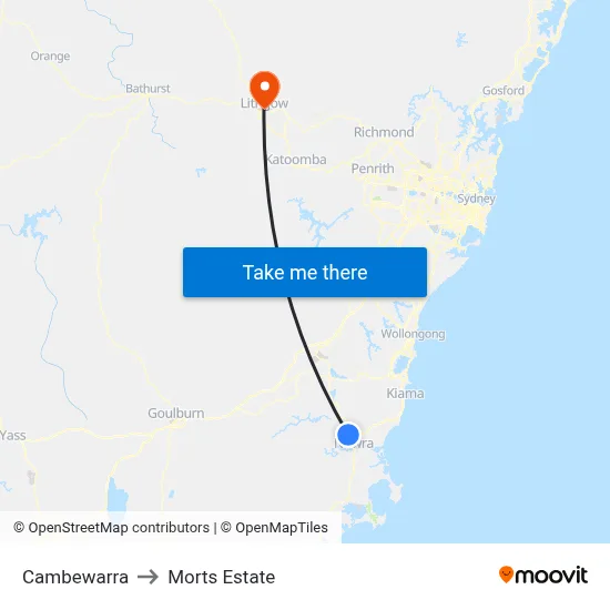 Cambewarra to Morts Estate map