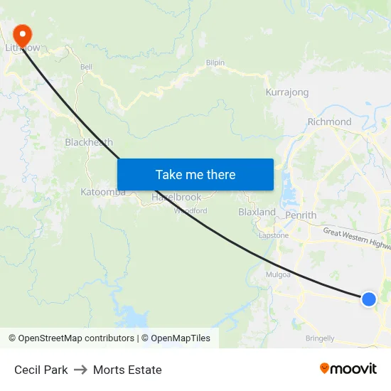 Cecil Park to Morts Estate map