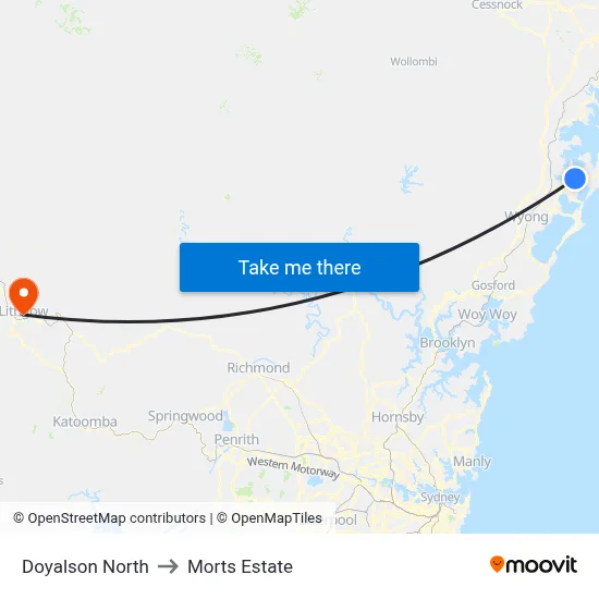 Doyalson North to Morts Estate map