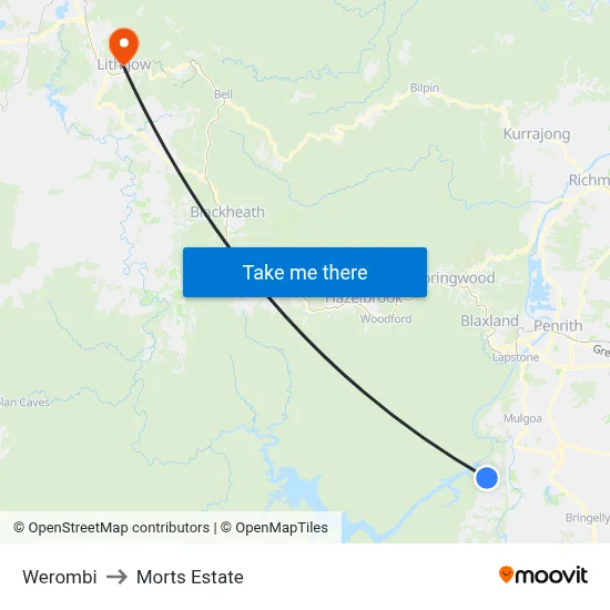 Werombi to Morts Estate map