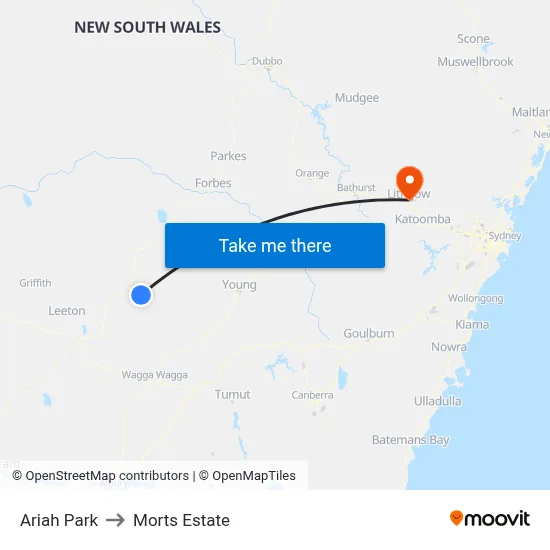 Ariah Park to Morts Estate map