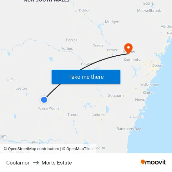 Coolamon to Morts Estate map
