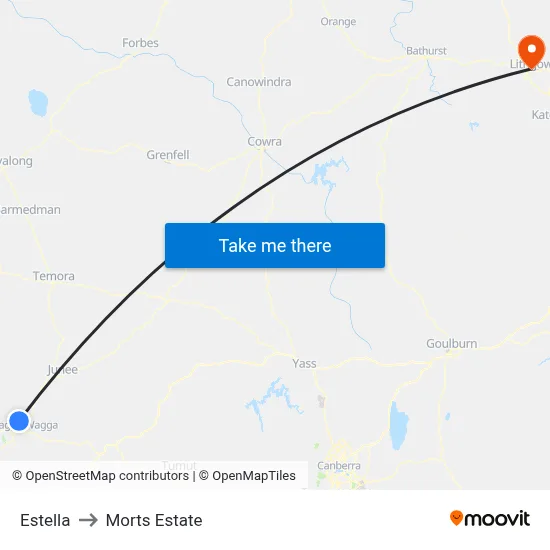 Estella to Morts Estate map