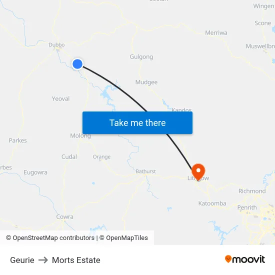 Geurie to Morts Estate map