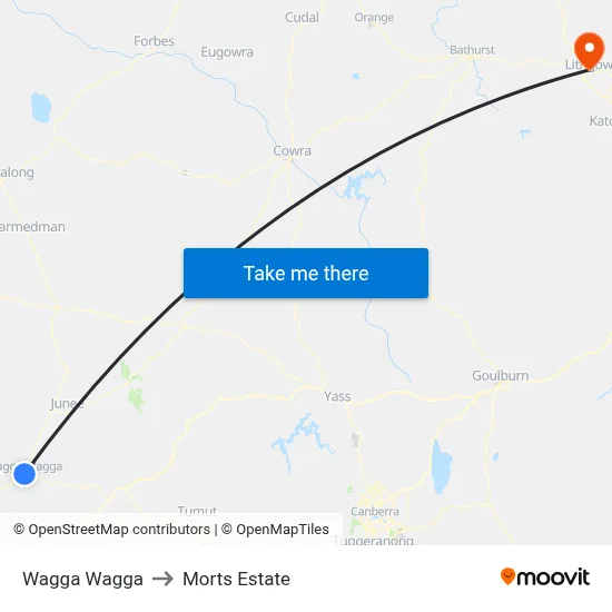Wagga Wagga to Morts Estate map