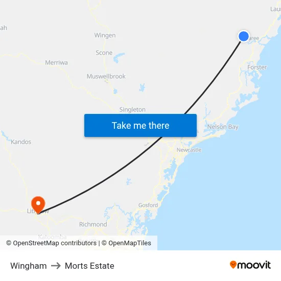 Wingham to Morts Estate map