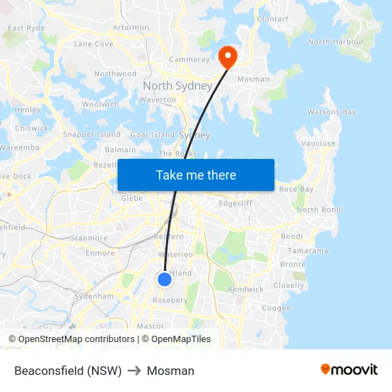 Beaconsfield (NSW) to Mosman map