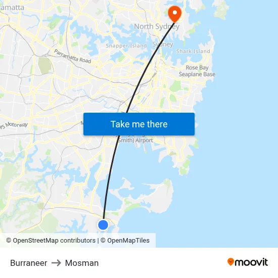 Burraneer to Mosman map
