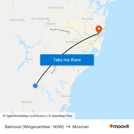 Balmoral (Wingecarribee - NSW) to Mosman map