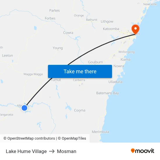Lake Hume Village to Mosman map