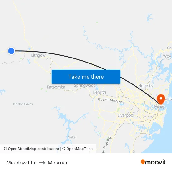 Meadow Flat to Mosman map