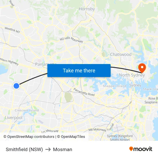 Smithfield (NSW) to Mosman map