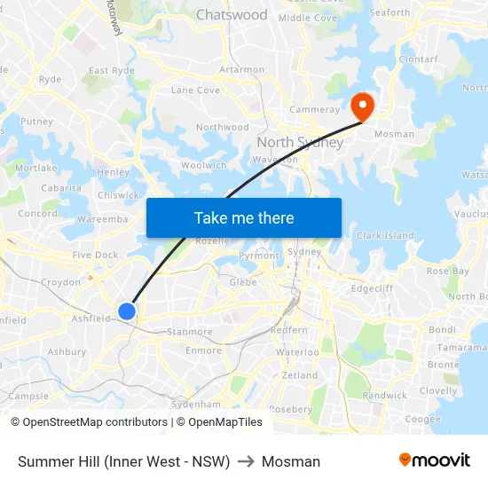 Summer Hill (Inner West - NSW) to Mosman map