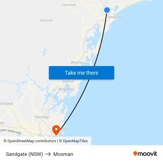 Sandgate (NSW) to Mosman map