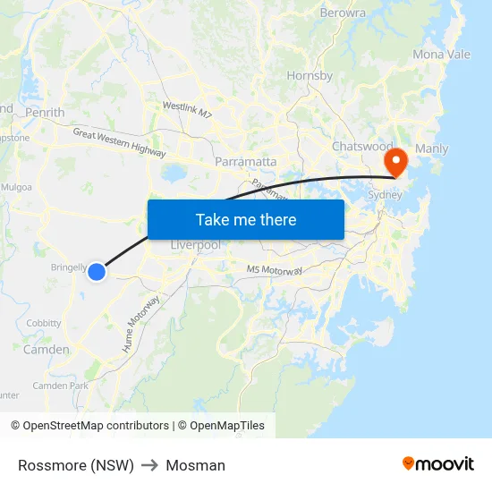 Rossmore (NSW) to Mosman map
