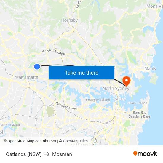 Oatlands (NSW) to Mosman map