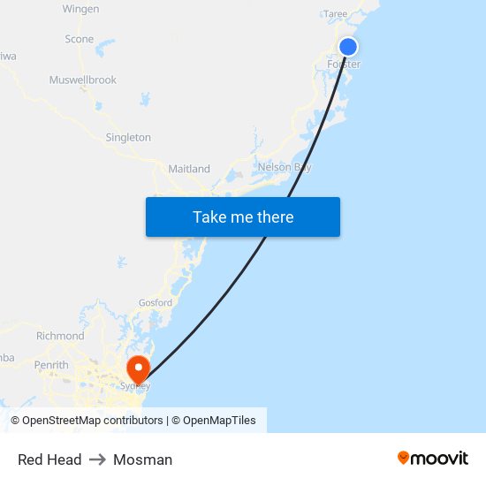 Red Head to Mosman map