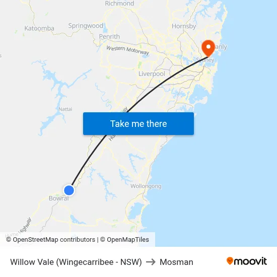 Willow Vale (Wingecarribee - NSW) to Mosman map