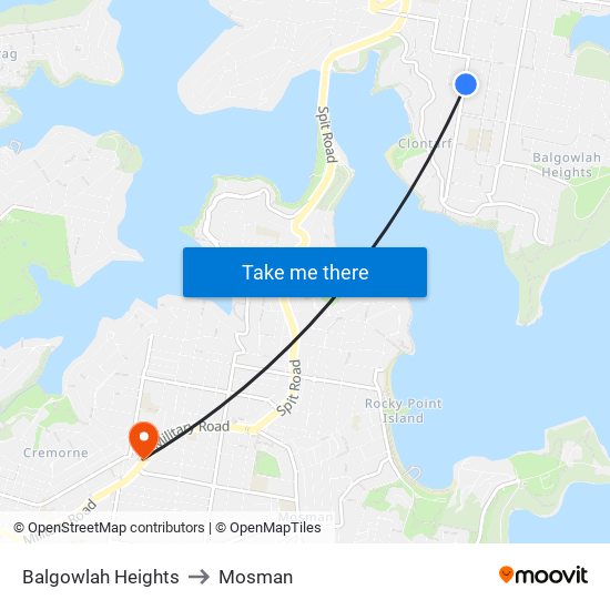 Balgowlah Heights to Mosman map