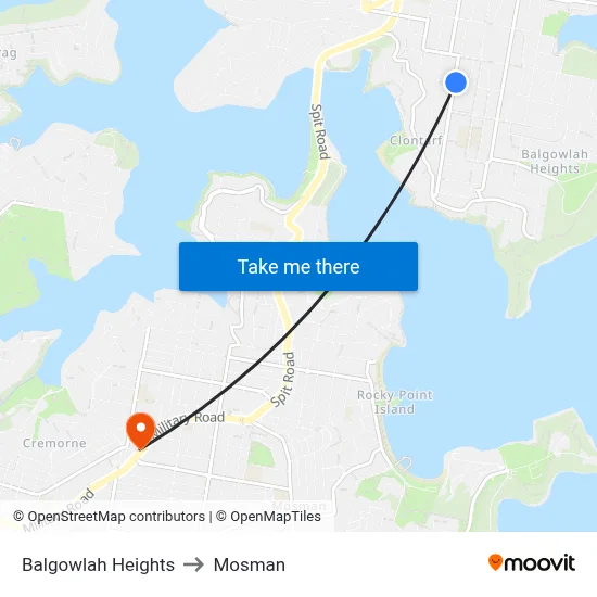 Balgowlah Heights to Mosman map