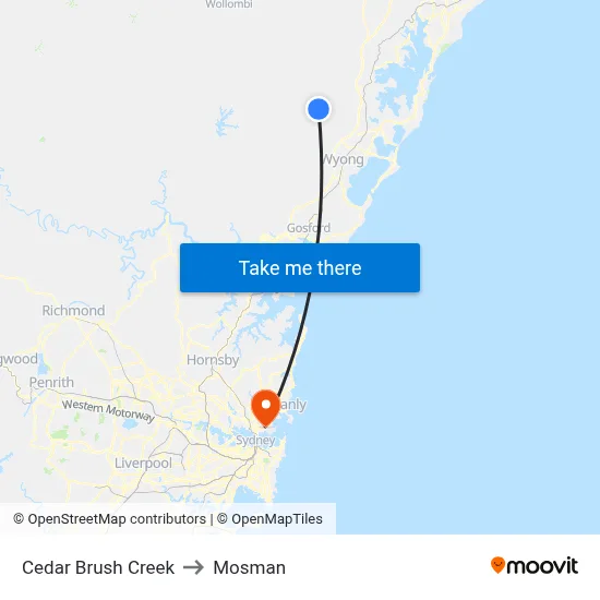 Cedar Brush Creek to Mosman map