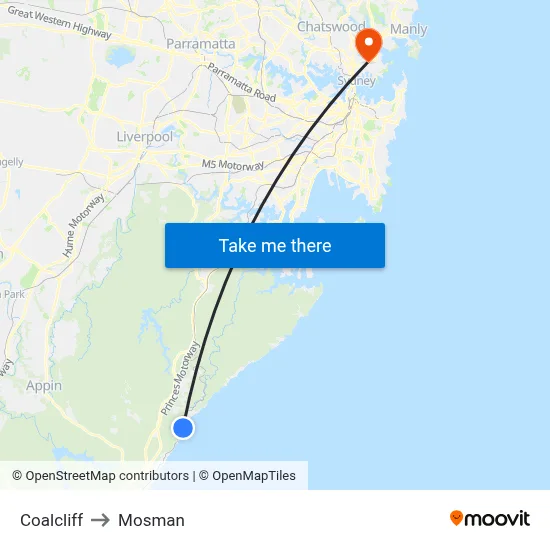 Coalcliff to Mosman map
