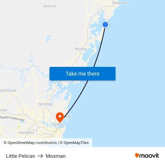 Little Pelican to Mosman map