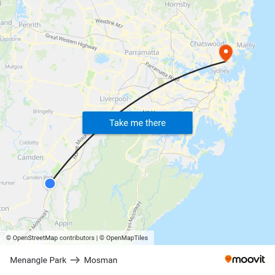 Menangle Park to Mosman map