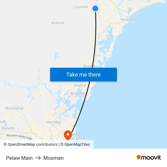 Pelaw Main to Mosman map