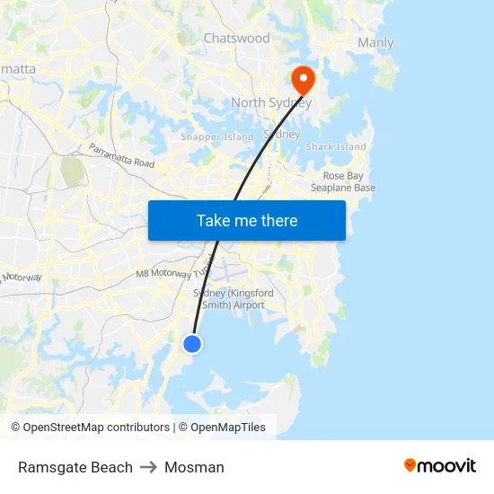 Ramsgate Beach to Mosman map