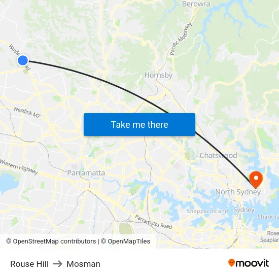 Rouse Hill to Mosman map