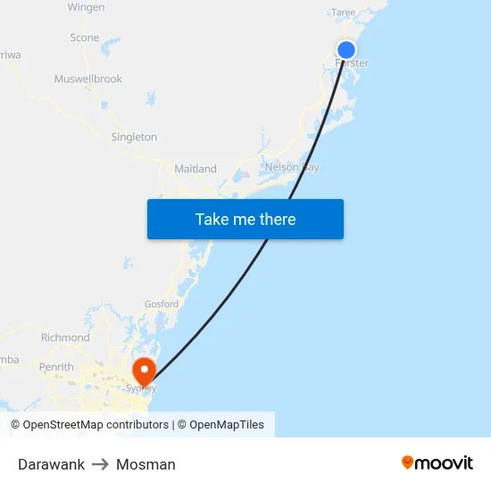 Darawank to Mosman map
