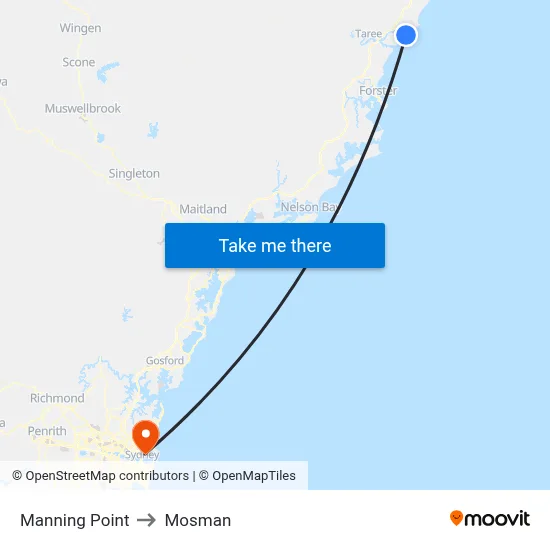 Manning Point to Mosman map