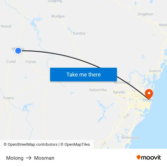 Molong to Mosman map